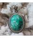 pendentif ethnique en argent et turquoise tibétaine