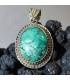 pendentif ethnique en argent et turquoise tibétaine