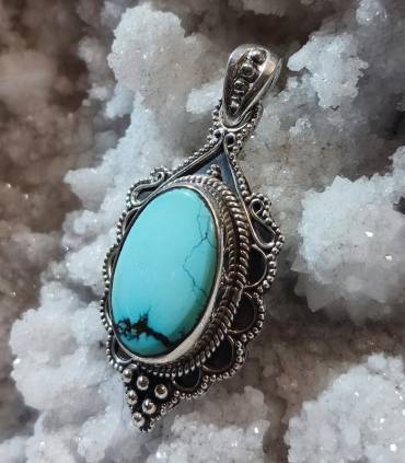 Pendentif argent turquoise bleue tibétaine Shantilight