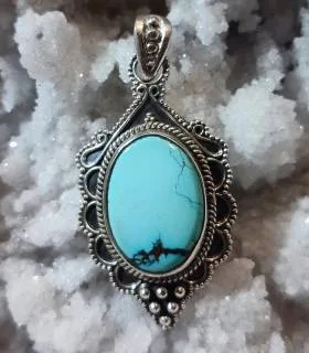 Pendentif Shanta-Vidya – Argent 925 & Turquoise Tibétaine