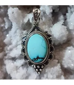 Pendentif Shanta-Vidya – Argent 925 & Turquoise Tibétaine