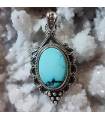 Pendentif argent turquoise bleue tibétaine Shantilight