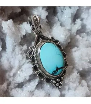 Pendentif Shanta-Vidya – Argent 925 & Turquoise Tibétaine