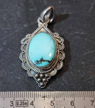 Pendentif argent turquoise bleue tibétaine Shantilight