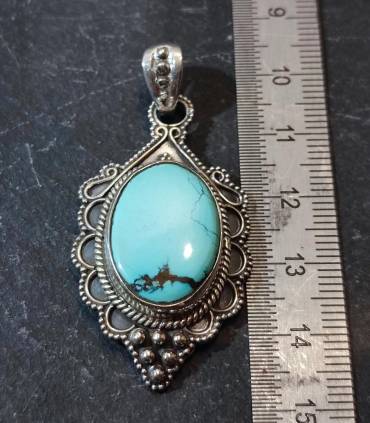 Pendentif argent turquoise bleue tibétaine Shantilight