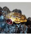 Bague argent laiton vintage pierre naturelle de grenat