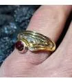 Bague argent laiton vintage pierre naturelle de grenat