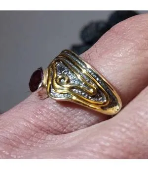 Bague argent laiton vintage pierre naturelle de grenat