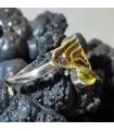 Bague vintage en argent et laiton pierre naturelle péridot.
