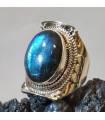 Bague ethnique en argent et pierre naturelle de labradorite