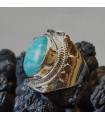 Bague ethnique en argent et pierre naturelle d'Amazonite