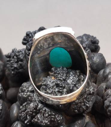 Bague ethnique en argent et pierre naturelle d'Amazonite