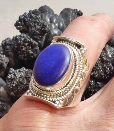 Bague ethnique bijoux argent lapis lazuli