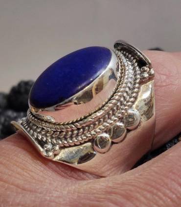 Bague ethnique bijoux argent lapis lazuli