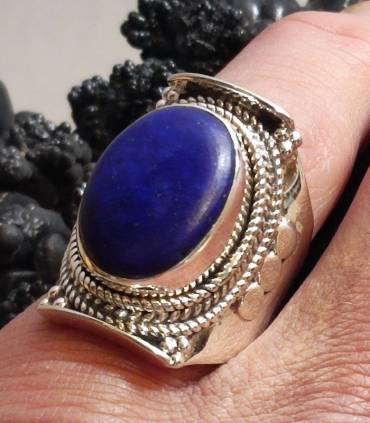 Bague ethnique bijoux argent lapis lazuli