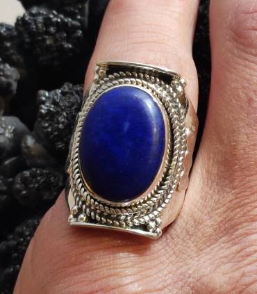 Bague ethnique bijoux argent lapis lazuli