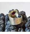 Bague argent laiton bijoux vintage et pierre naturelle grenat.