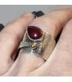 Bague argent laiton bijoux vintage et pierre naturelle grenat.