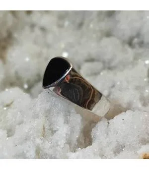 Bague moderne chevalière homme onyx noir