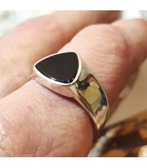 Bague moderne chevalière homme onyx noir