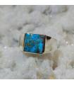 Bague chevalière homme argent turquoise naturelle