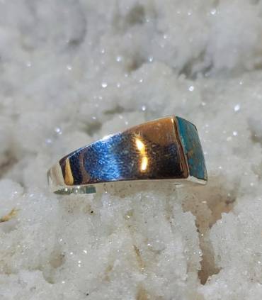 Bague chevalière homme argent turquoise naturelle