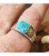 Bague chevalière homme argent turquoise naturelle