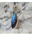 Pendentif argent bijou ethnique labradorite bleue.