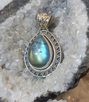 pendentif indien en argent et pierre naturelle de labradorite