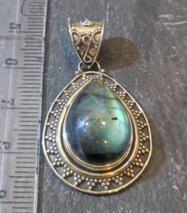 pendentif indien en argent et pierre naturelle de labradorite