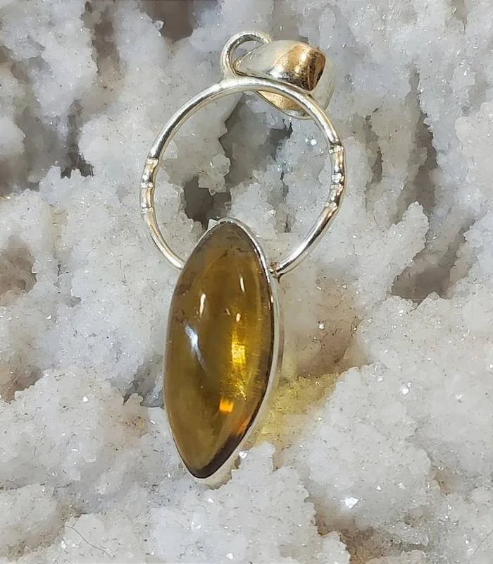 pendentif argent en pierre naturelle de citrine