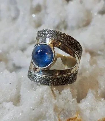 Bague argent bijoux viking pierre naturelle Kyanite