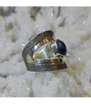 Bague argent bijoux viking pierre naturelle cyanite