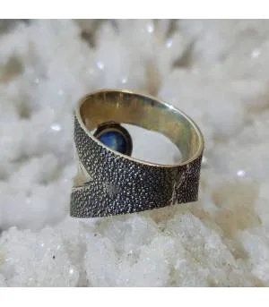 Bague argent bijoux viking pierre naturelle cyanite