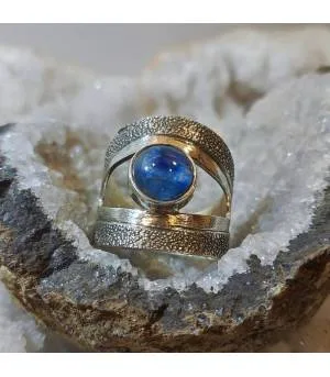 Bague argent bijoux viking pierre naturelle cyanite