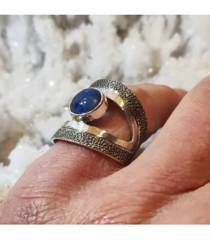 Bague argent bijoux viking pierre naturelle cyanite