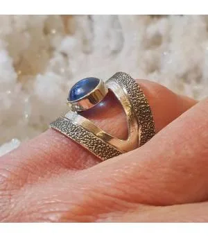 Bague argent bijoux viking pierre naturelle cyanite