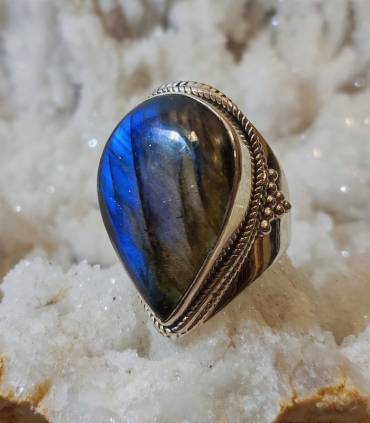 Bague argent galaxie bleue labradorite