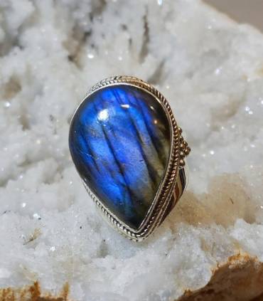 Bague argent galaxie bleue labradorite