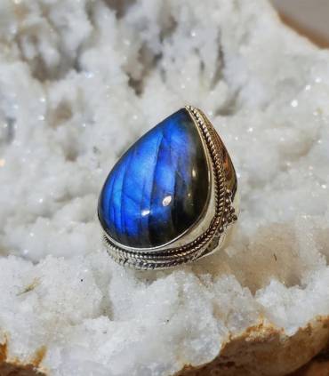 Bague argent galaxie bleue labradorite