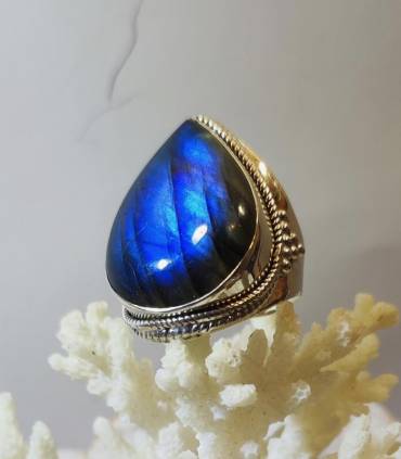 Bague argent galaxie bleue labradorite