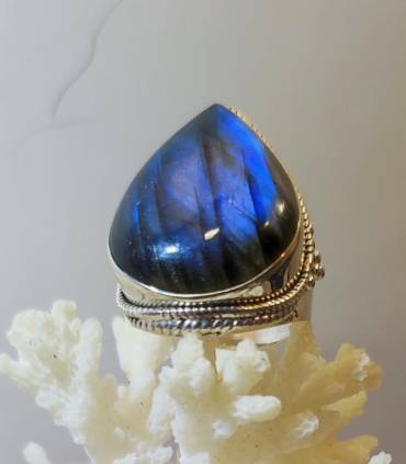 Bague argent galaxie bleue labradorite