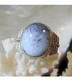 Bague aviateur argent agate dendritique