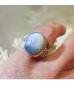 Bague aviateur argent agate dendritique