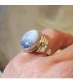 Bague aviateur argent agate dendritique