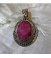pendentif argent ethno indien racine de rubis naturelle