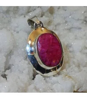 pendentif argent vintage pierre naturelle racine de rubis