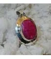 pendentif argent vintage pierre naturelle racine de rubis
