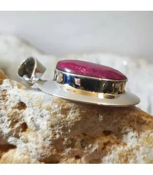 pendentif argent vintage pierre naturelle racine de rubis