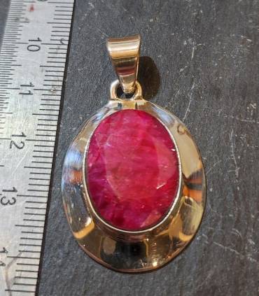 pendentif argent vintage pierre naturelle racine de rubis